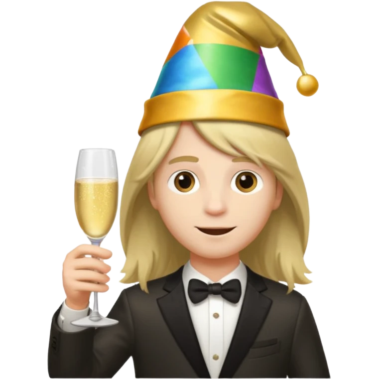 party hatted boy with long hair emoji