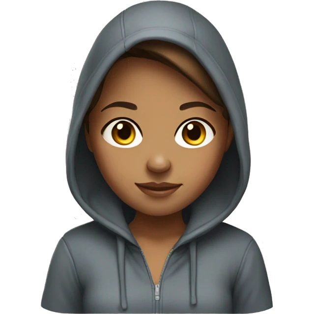 A girl with brown hair and tan skin wearing a hoodie  emoji