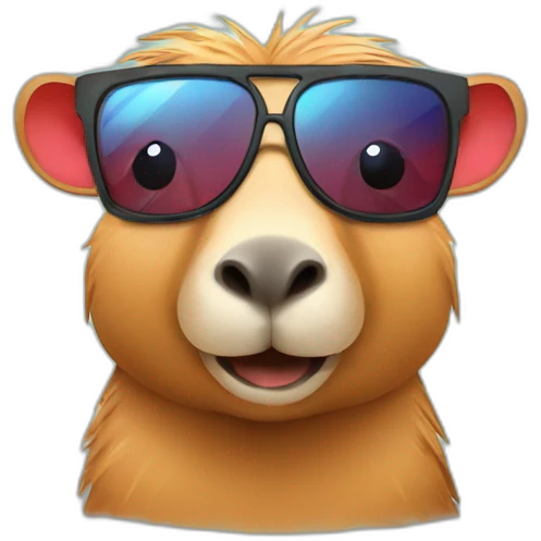Capybara met rode pet en een zonnebril emoji