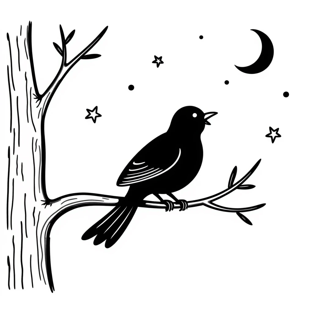 nightingale against starry night sky emoji