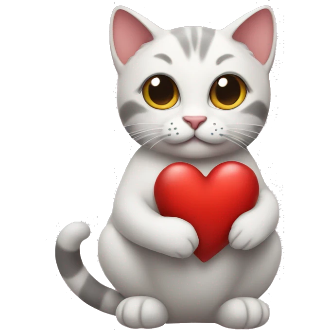 Cat holding a heart emoji
