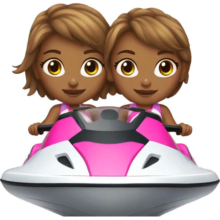 Twin girls on a jetski emoji