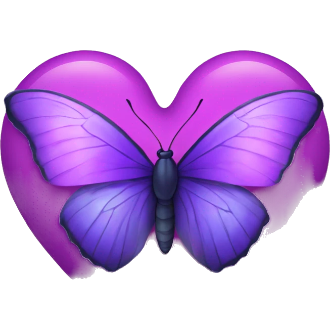 Purple butterfly inside of a heart emoji