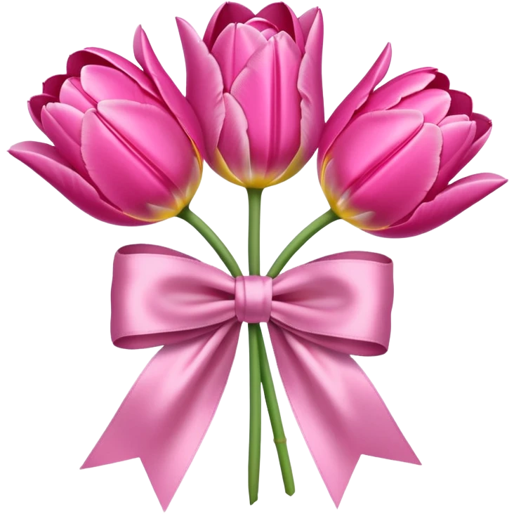 Pink tulips with a bow emoji