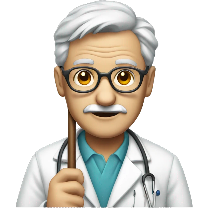 Old male doctor with glasses and holding a cane portrait emoji