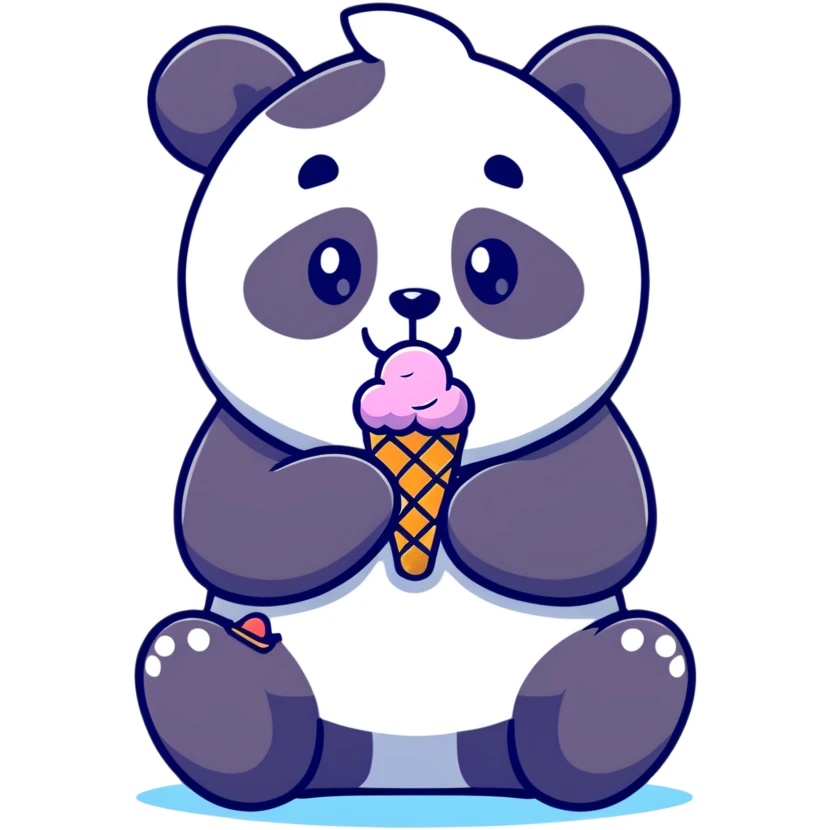 Panda eating ice cream emoji