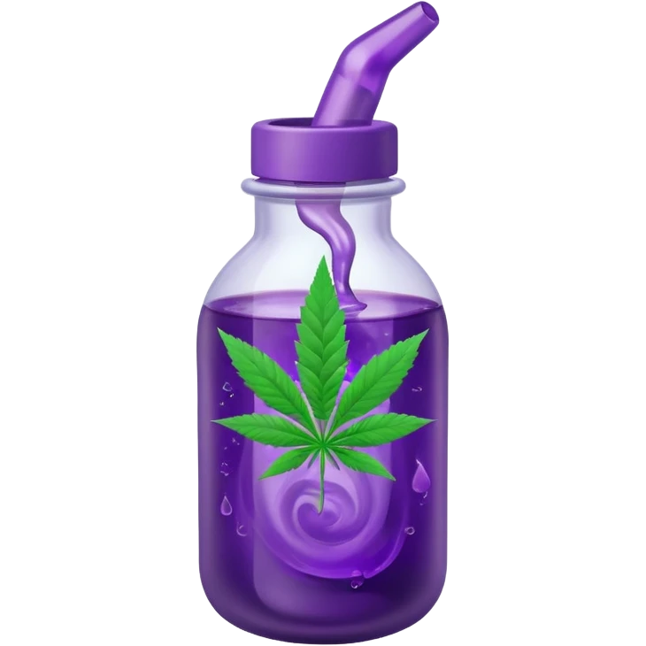 baby bottle with purple liquid and marijuana emoji
