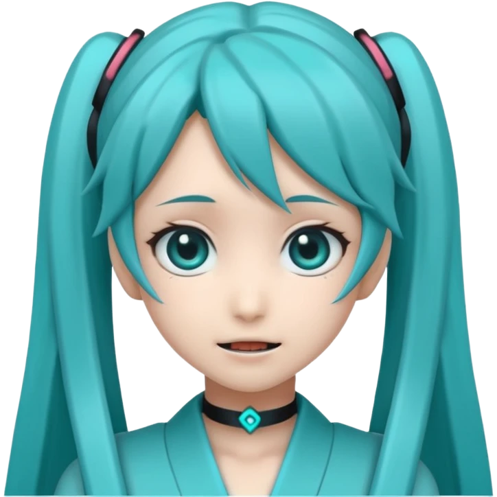 Hatsune miku with creepy face emoji