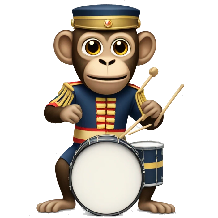 Monkey playing the drums wearing a marching band uniform  emoji