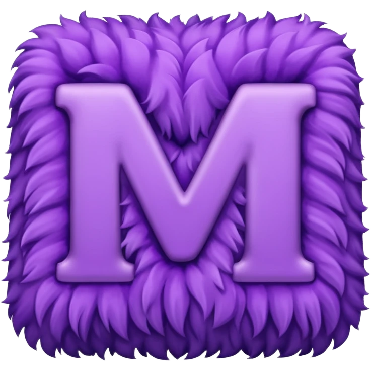The fluffy letter M is purple in color emoji