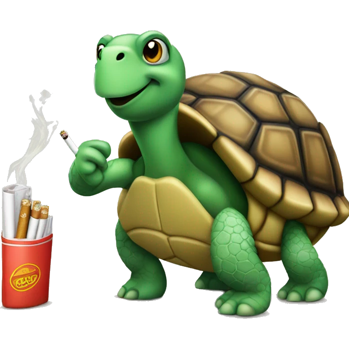 Turtle standing with a cigarette emoji