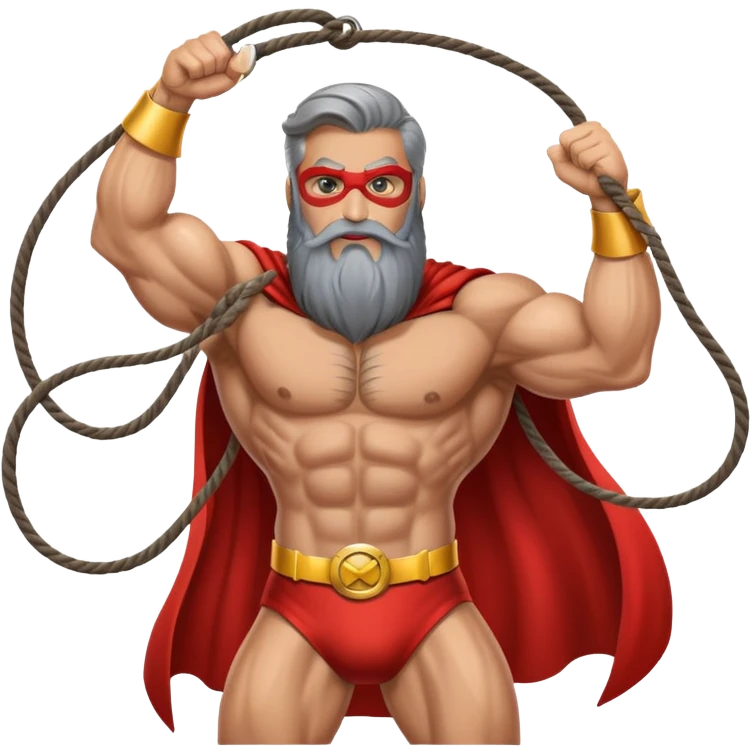 superhero with long beard using it as a lasso to catch villains emoji