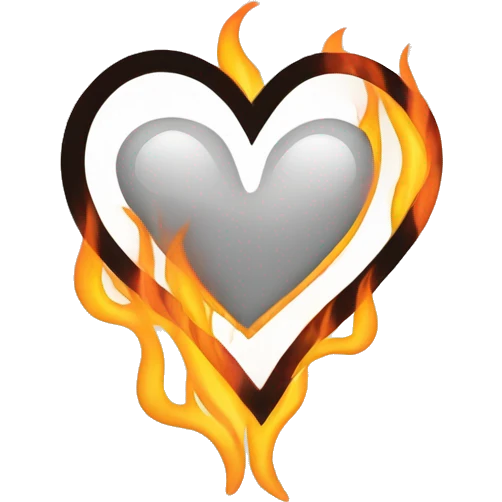 a outlined heart on fire. emoji