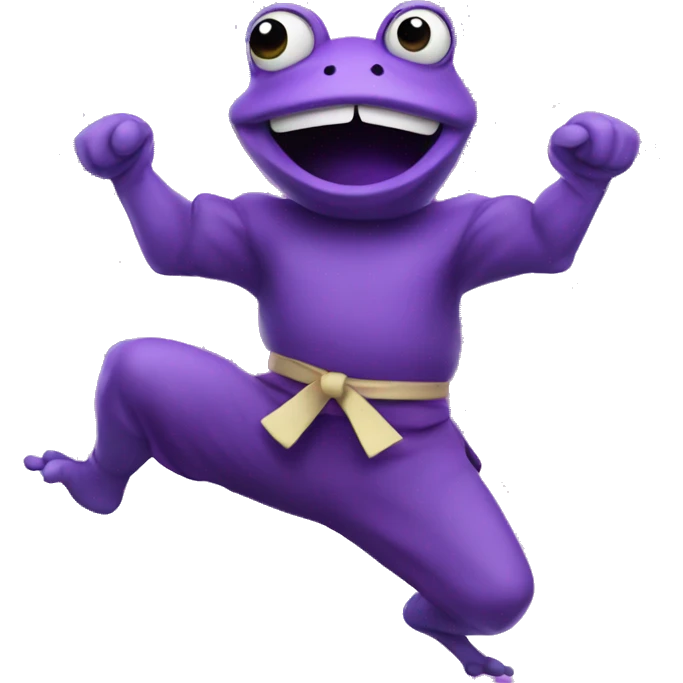Purple frog doing karate emoji