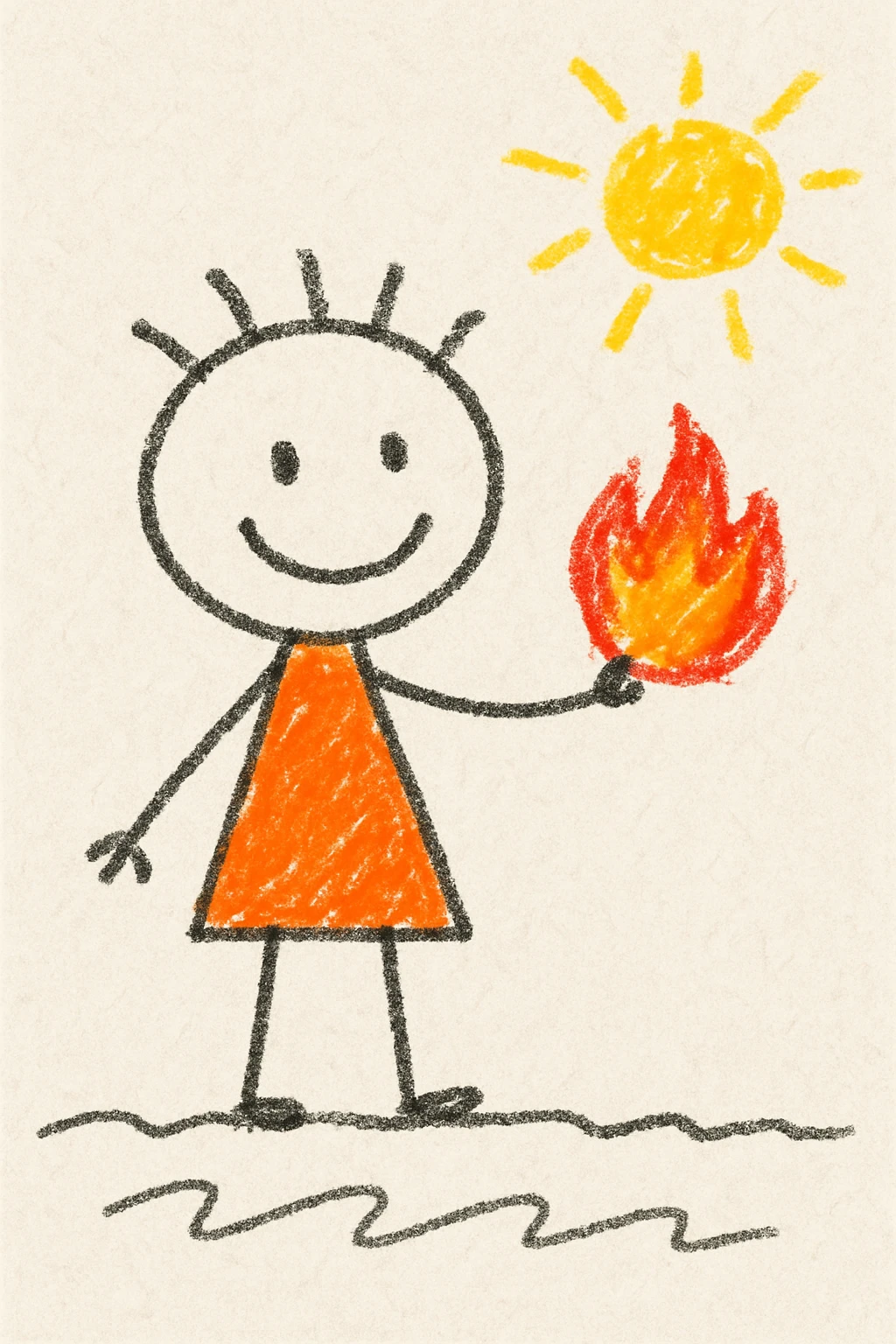 a child playing with the fire emoji