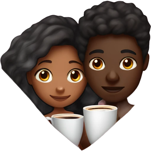 Pretty Brown SKIN GIRL AND dark SKIN BOY inside a pink blanket sipping coffee emoji