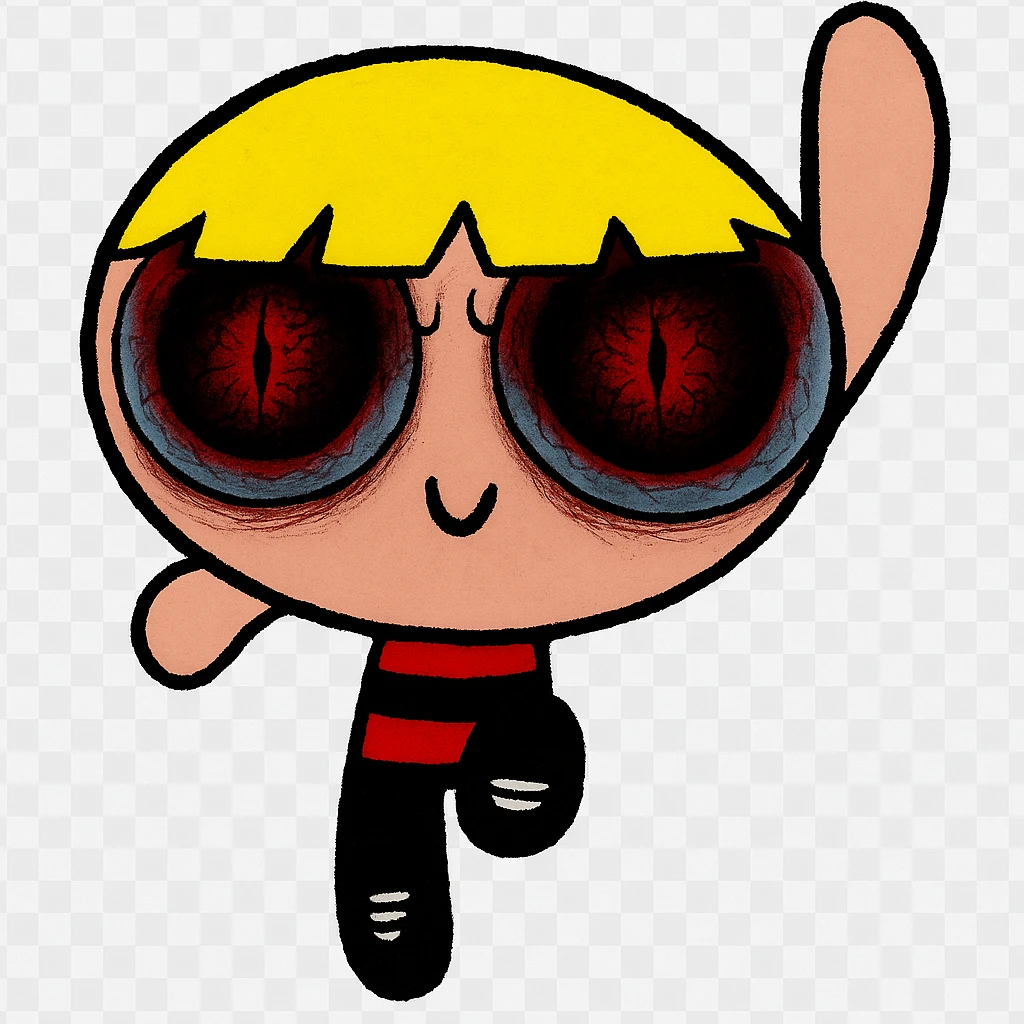 Make the eyes and mouth a bit scarier, with subtle horror elements, but keep the picture quality and everything else intact. Maintain the original style and details of the image. emoji