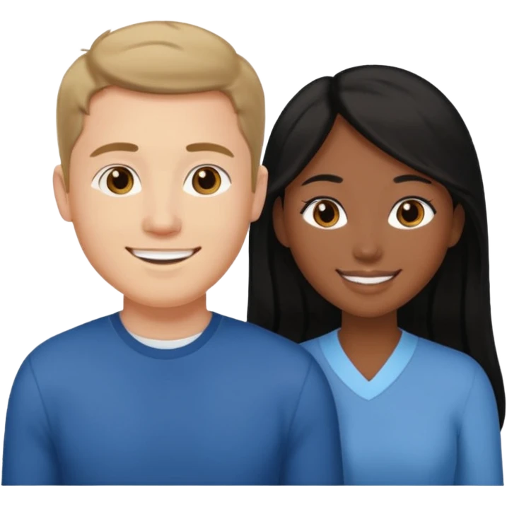 Mixed race couple, white male with mixed female asian & black emoji