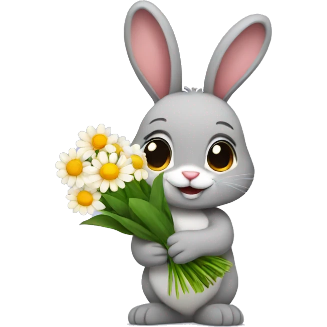 bunny holding flowers  emoji