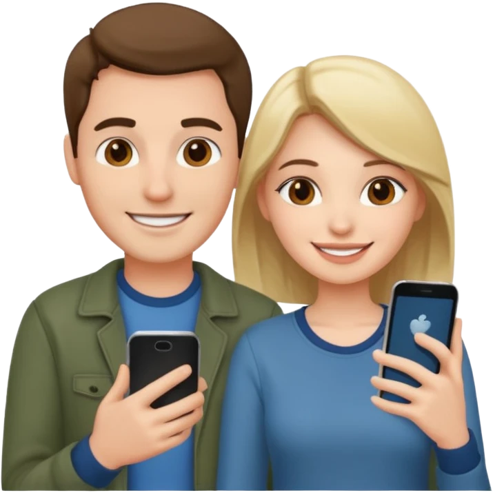 couple photo romantic inside one phone screen  emoji
