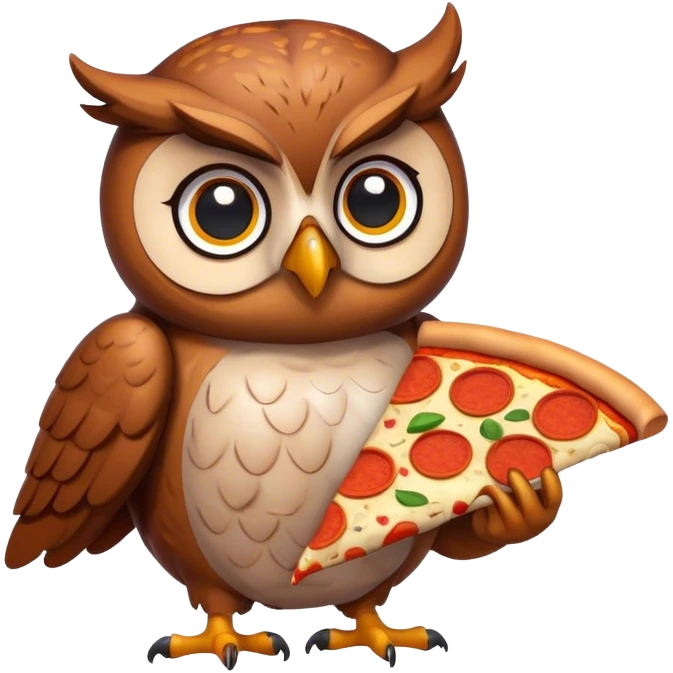 Owl with pizza emoji