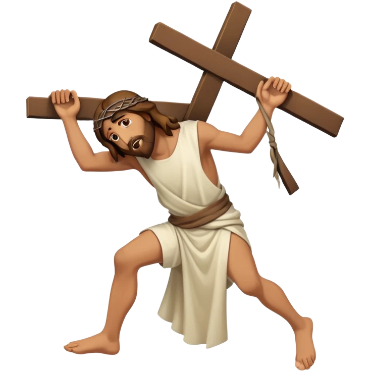 Jesus carrying the cross, fullbody, expressive emoji