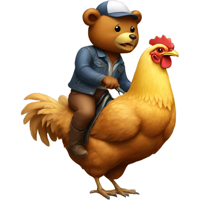 Bear riding a chicken emoji