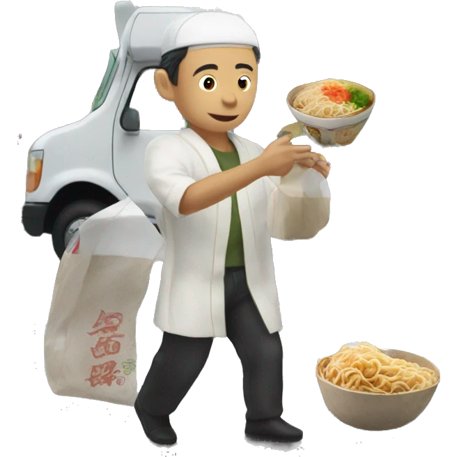 japanese man selling ramen in the food truk emoji
