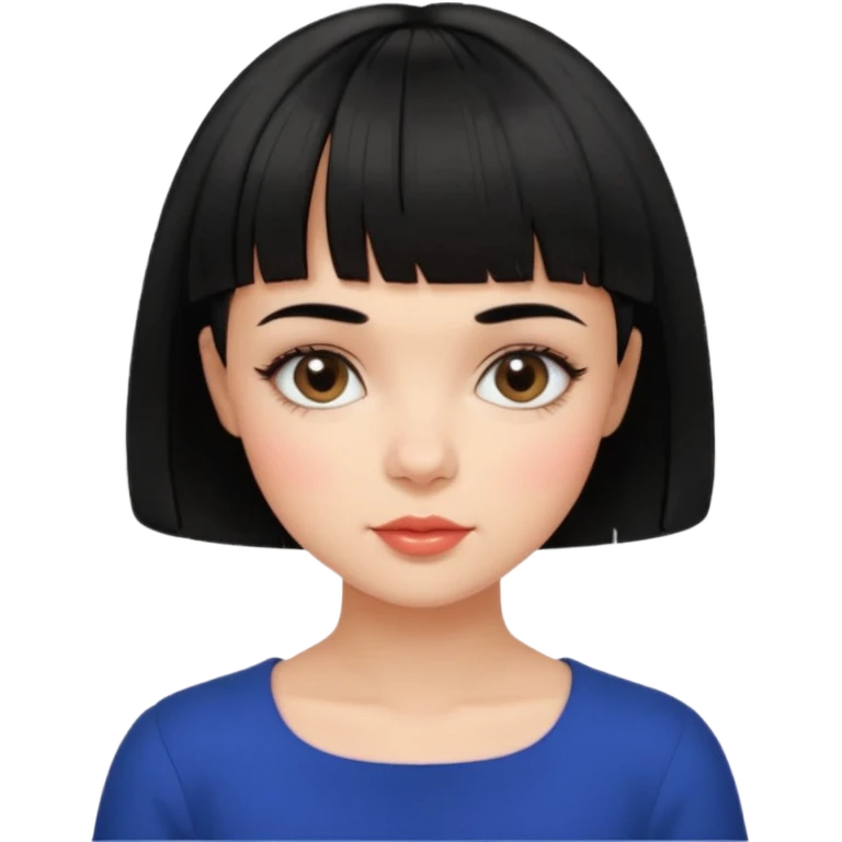 Gorgeous french girl short french haircut baby bangs black hair Amelie Beautiful Blushing Petite Girl with beautiful hair aesthetic emoji