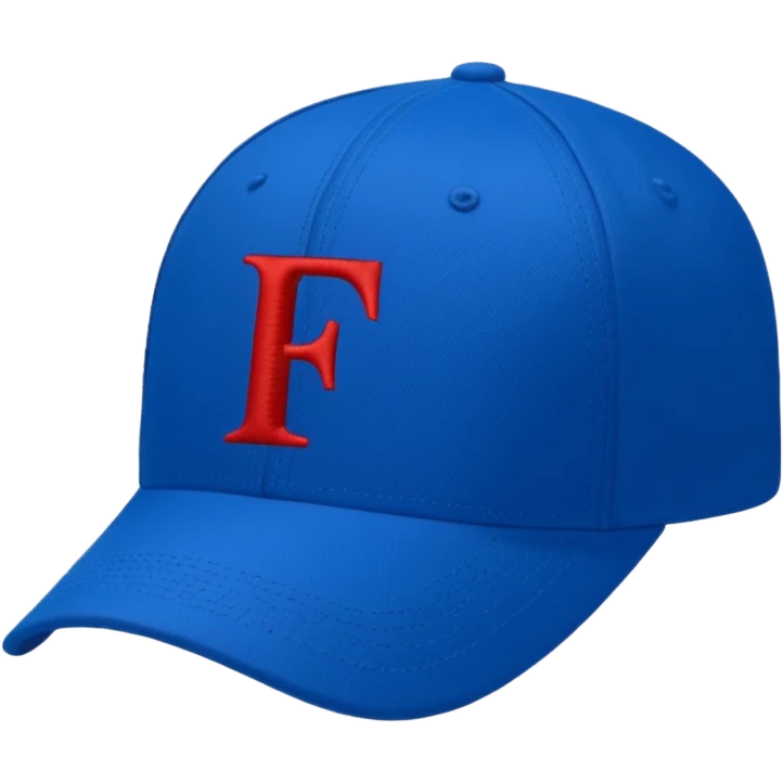 baseball cap with PW letters blue (#00A3E0) and red (#F9423A) emoji