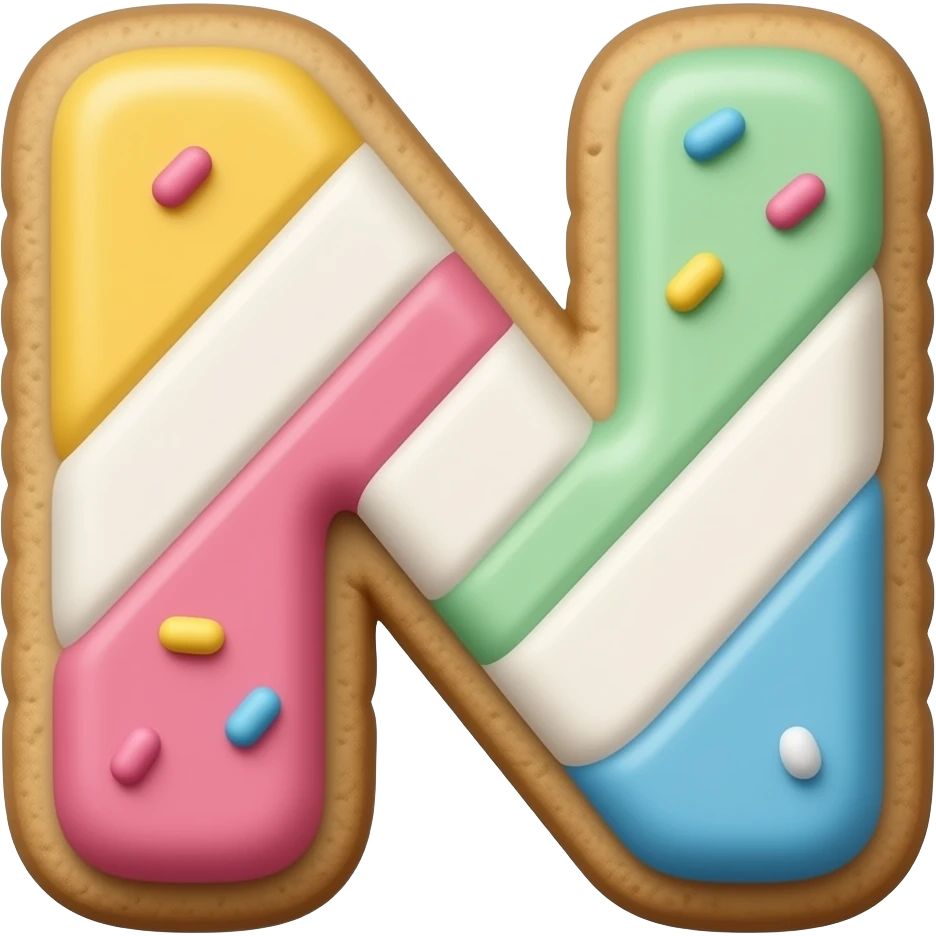 "letter N cookie style, colorful, simple background" emoji