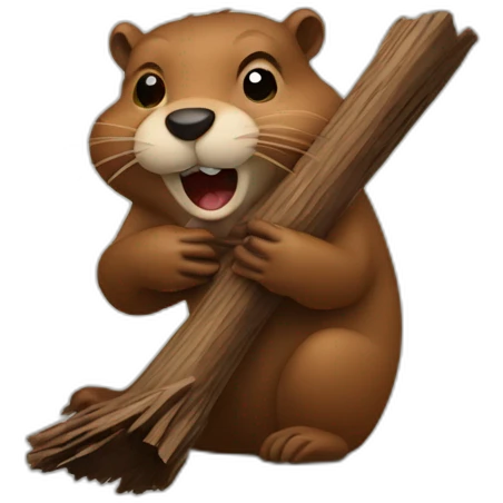 Beaver biting wood emoji