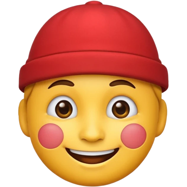 make a yellow face emoji with a red hat emoji