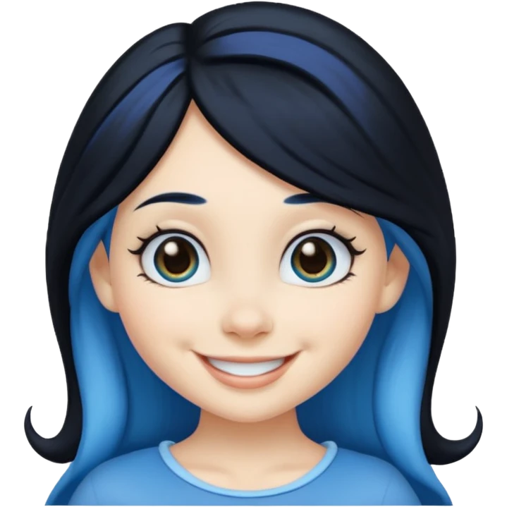 Smurffete with black hair and blue skin emoji emoji