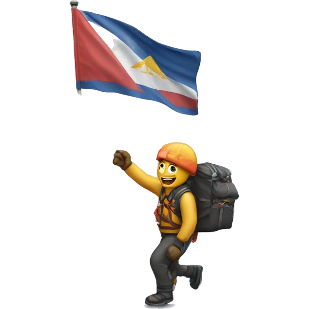 A man proudly carrying a flag at the top of Everest emoji