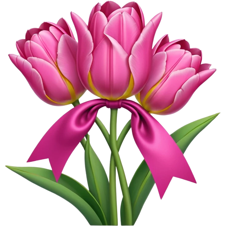 Pink tulips with a bow emoji