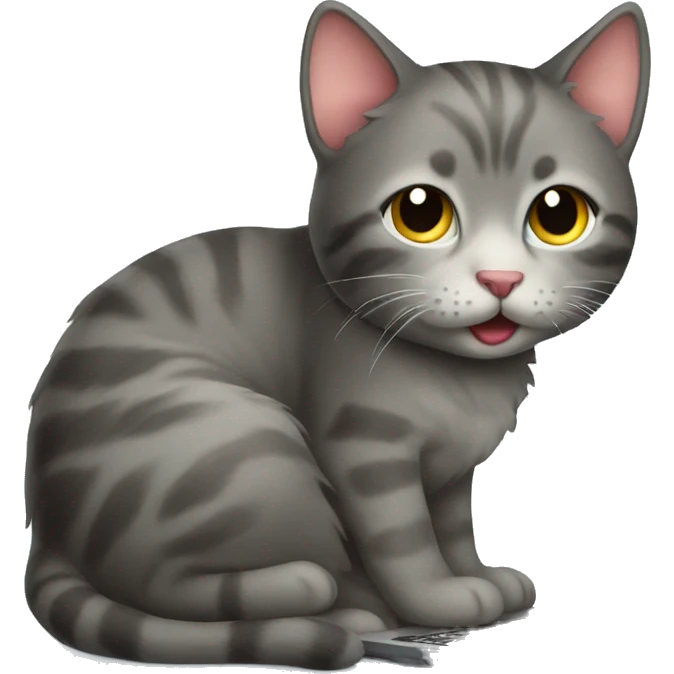 kitty using a laptop emoji