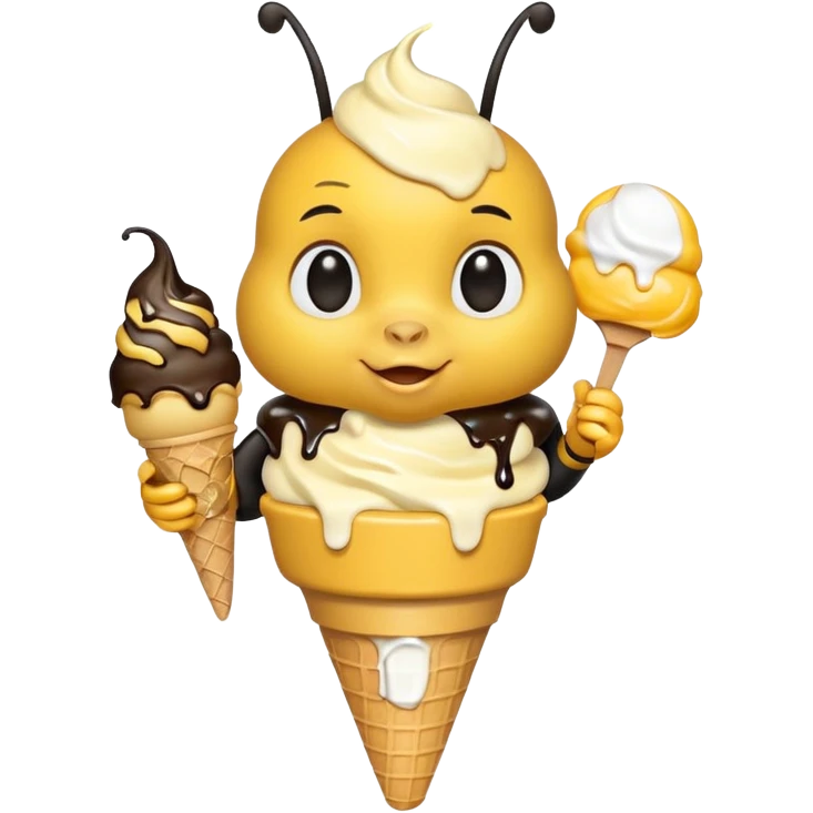 cute honeybee with ice cream in hand emoji