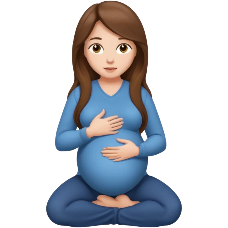 Pregnant long brown hair kneeling emoji