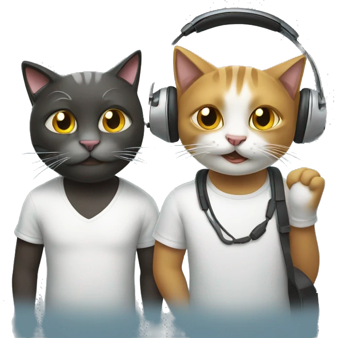 2 cool cats with headphones emoji