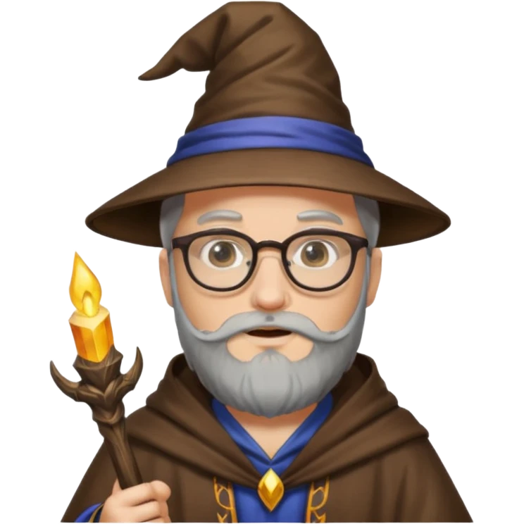 Male wizard, beard, glasses
 emoji