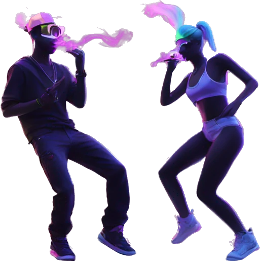 Rave party dancing neon smoking emoji