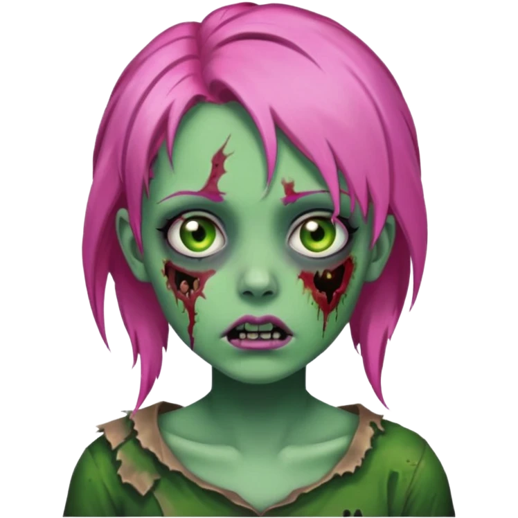 zoombie girl pink hair, green skin emoji
