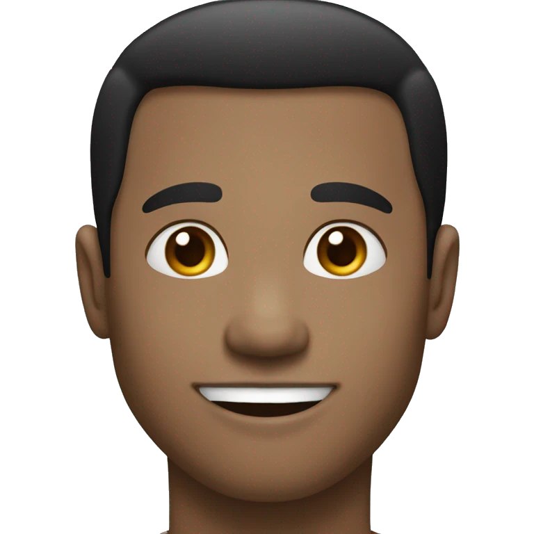 Black hair man, white skin , small nose, small eyes, smiling, portrait emoji