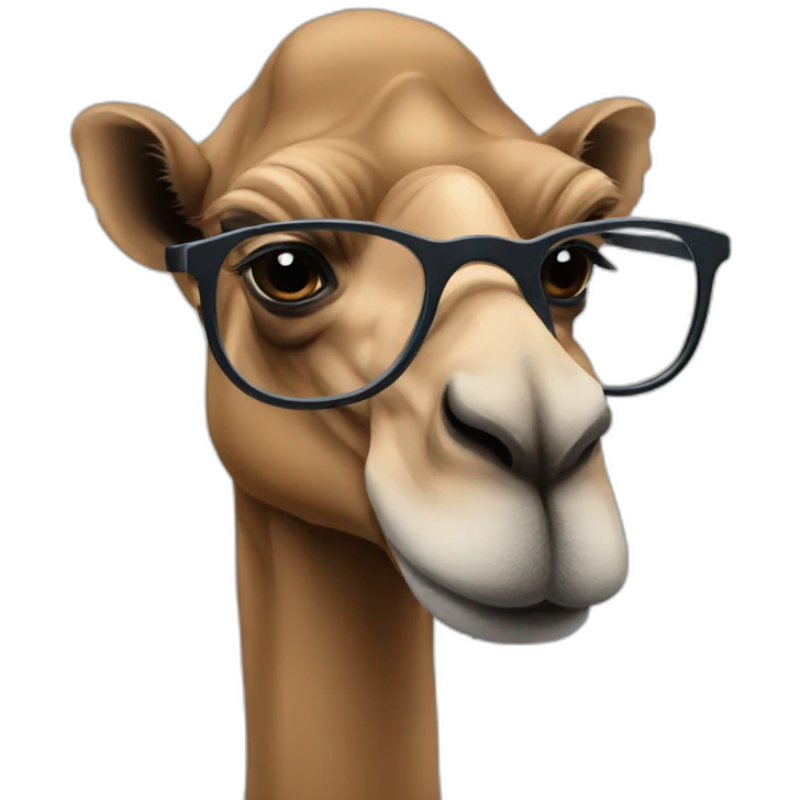 Dark camel with glasses emoji