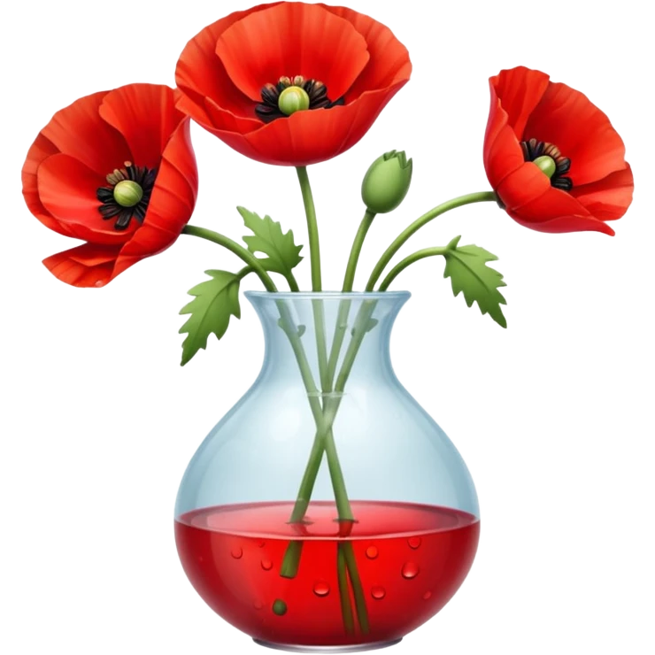poppy flowers in a clear vase emoji