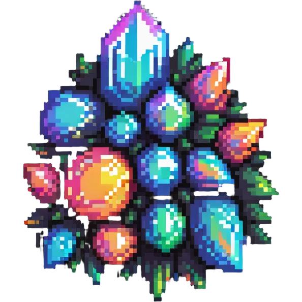 rainbow crystal cluster with multiple points and iridescent shine emoji