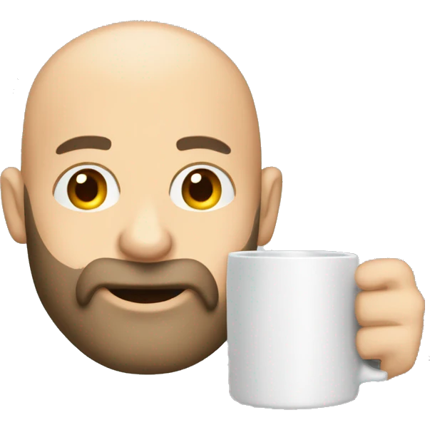 bald caucasian man with a beard chugging a mug emoji
