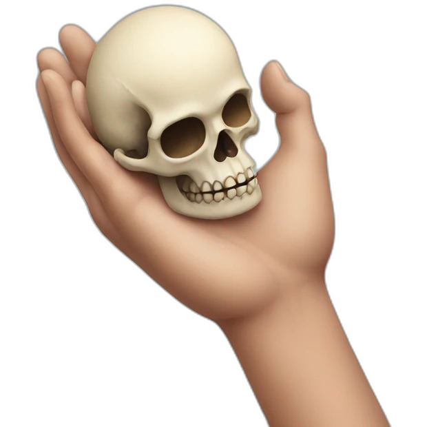 hand holding a skull emoji