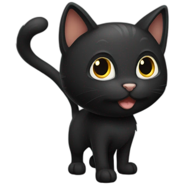 Black-cat-with-a-stubby-tail emoji